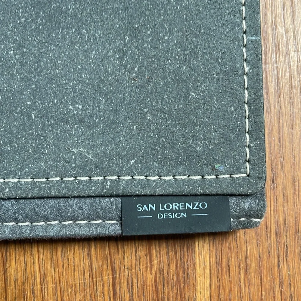 SAN LORENZO REGENERATED GRAY LEATHER & FELT TABLET SLEEVE / CASE
